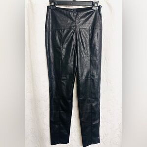 FATE Black Faux Leather & Nylon Spandex Blended Long Sleeks/ Leggings Pants Sz M